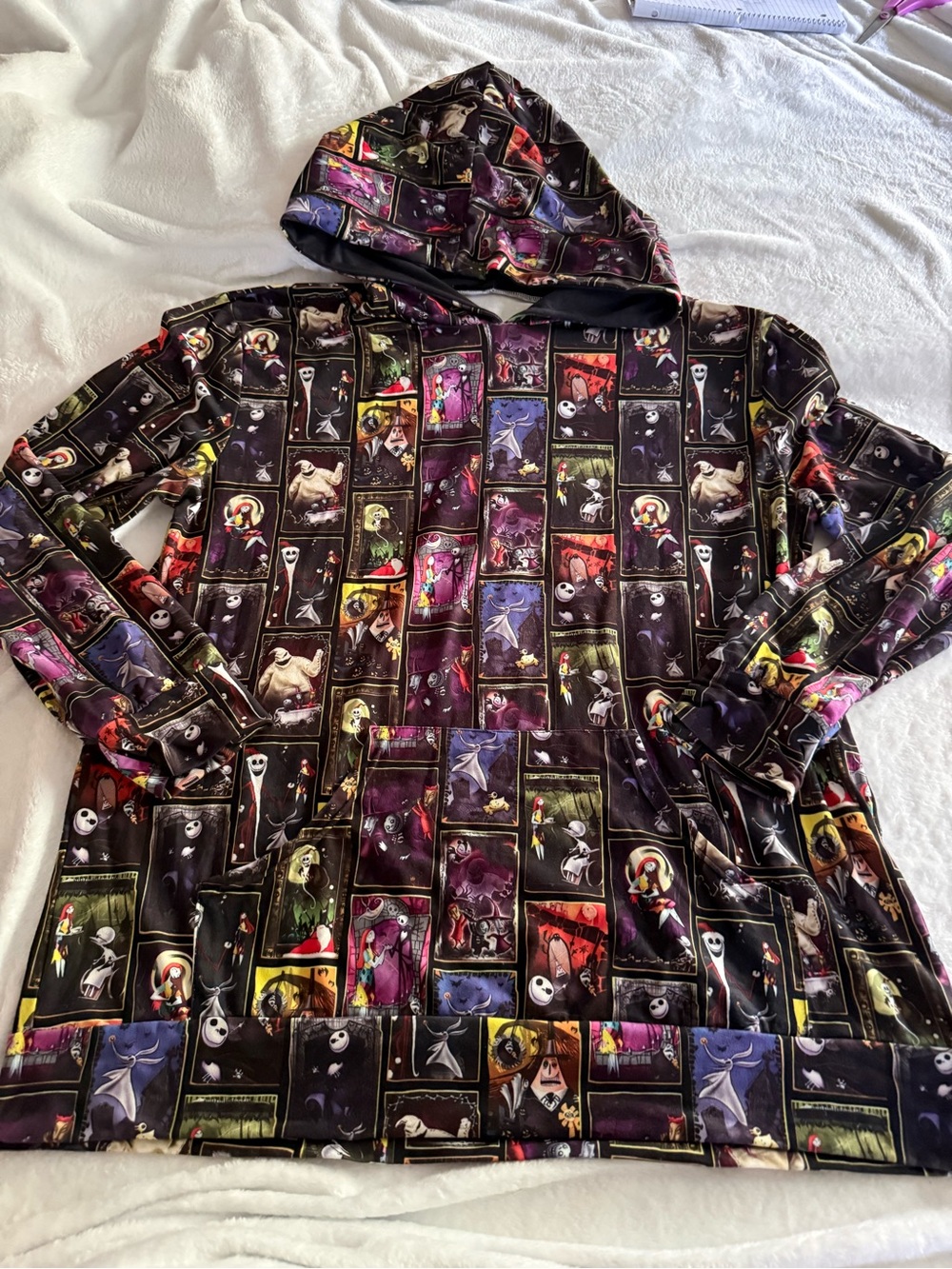 Nightmare Before Christmas Jack & Sally Lightweight Pullover Hoodie XL runs Big